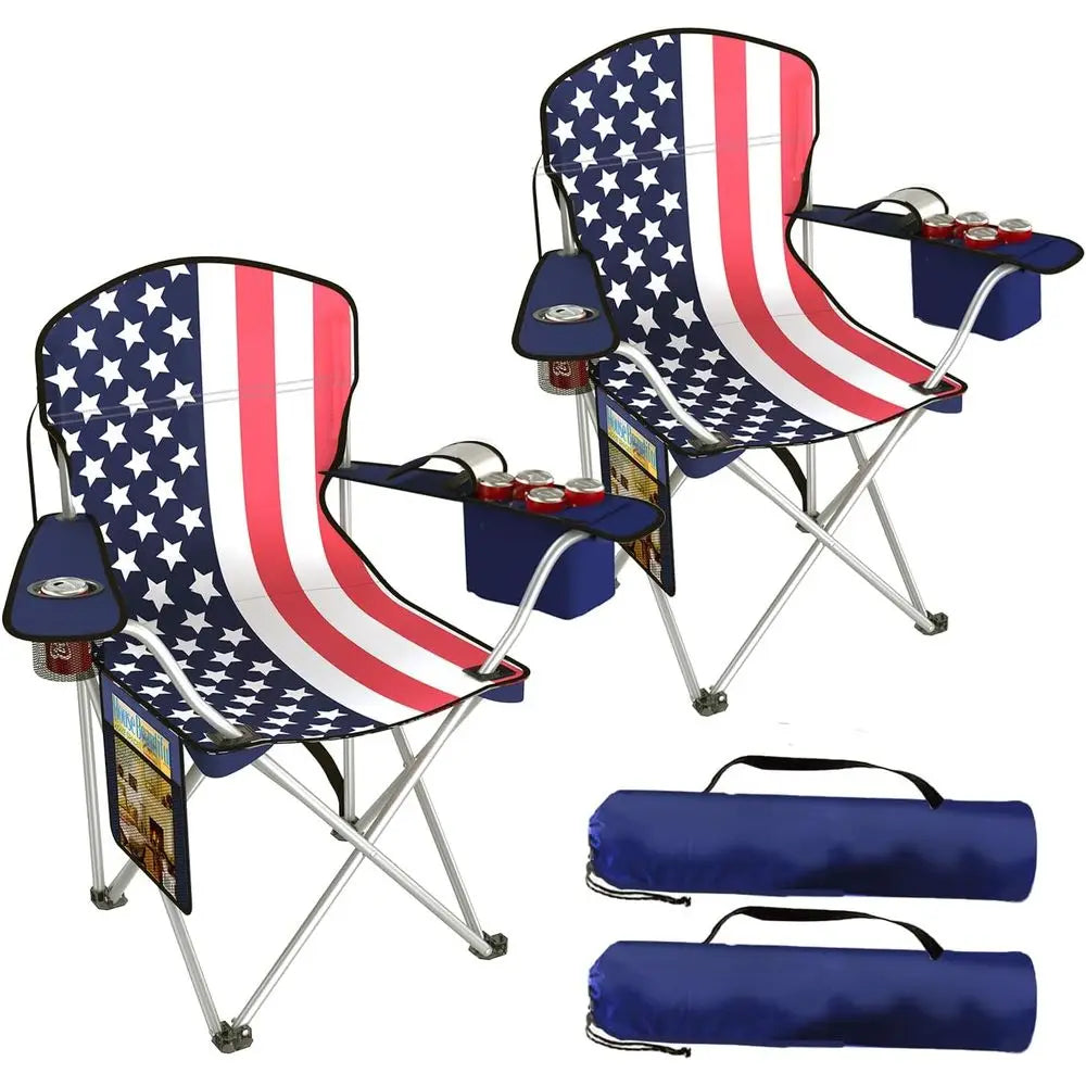 olding Camping Chairs Durable 600D rd, Portable Outdoor Chair with Cooler Pouch, Cup Holder & Storage ket or Camping, Beach, ish