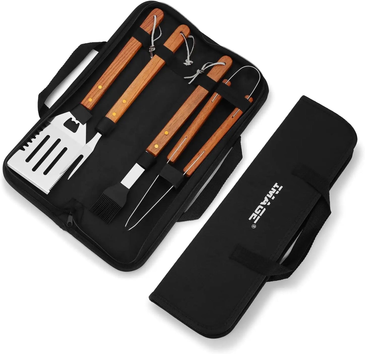 Stainless Steel BBQ Tools Set for Grilling, Backyard Barbecue & Outdoor Camping Gift - 4 Pieces