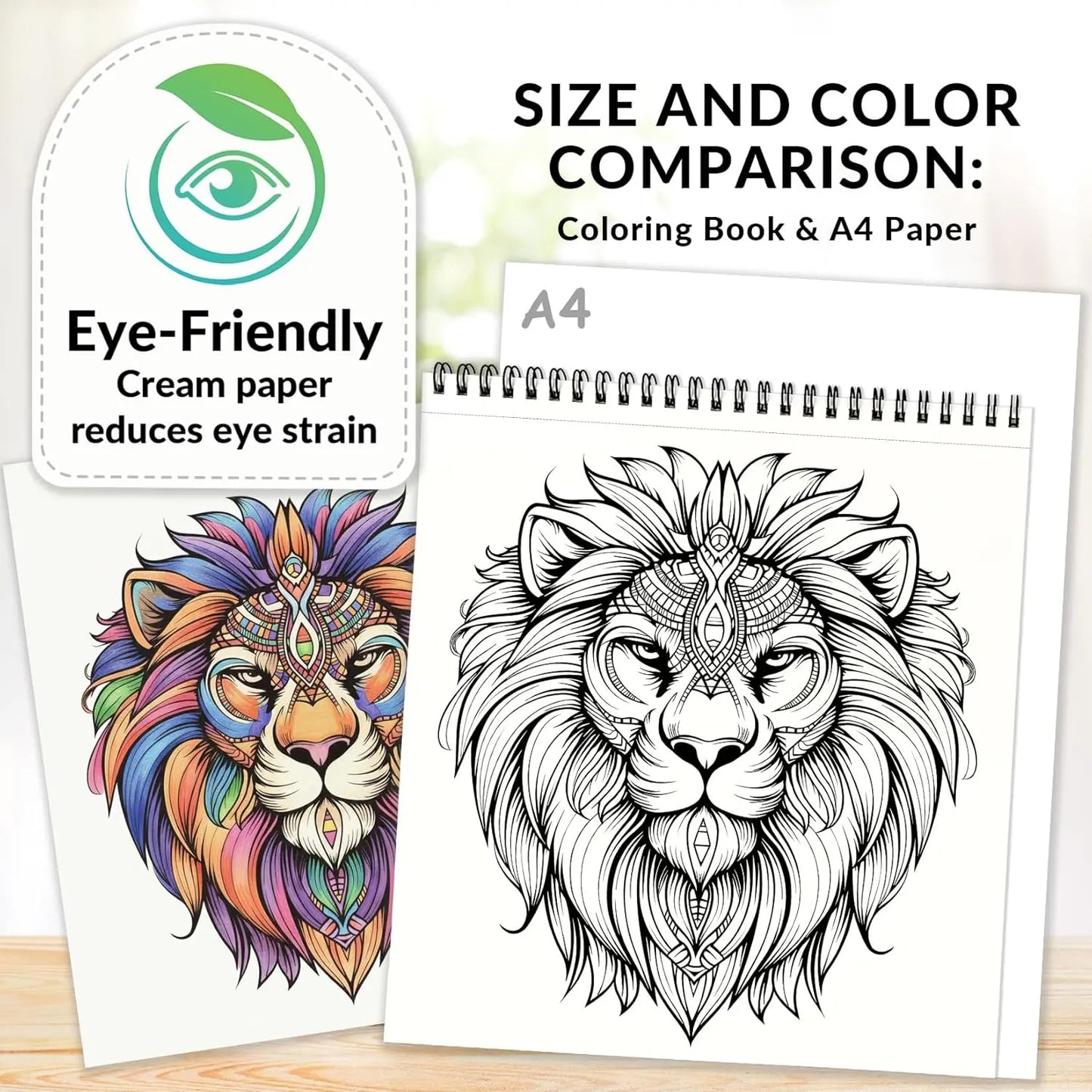 Adult Coloring Book with Mandala Animal Designs - 32 Single-Sided Pages, Spiral Bound for Easy Drawing and Framing, Stress