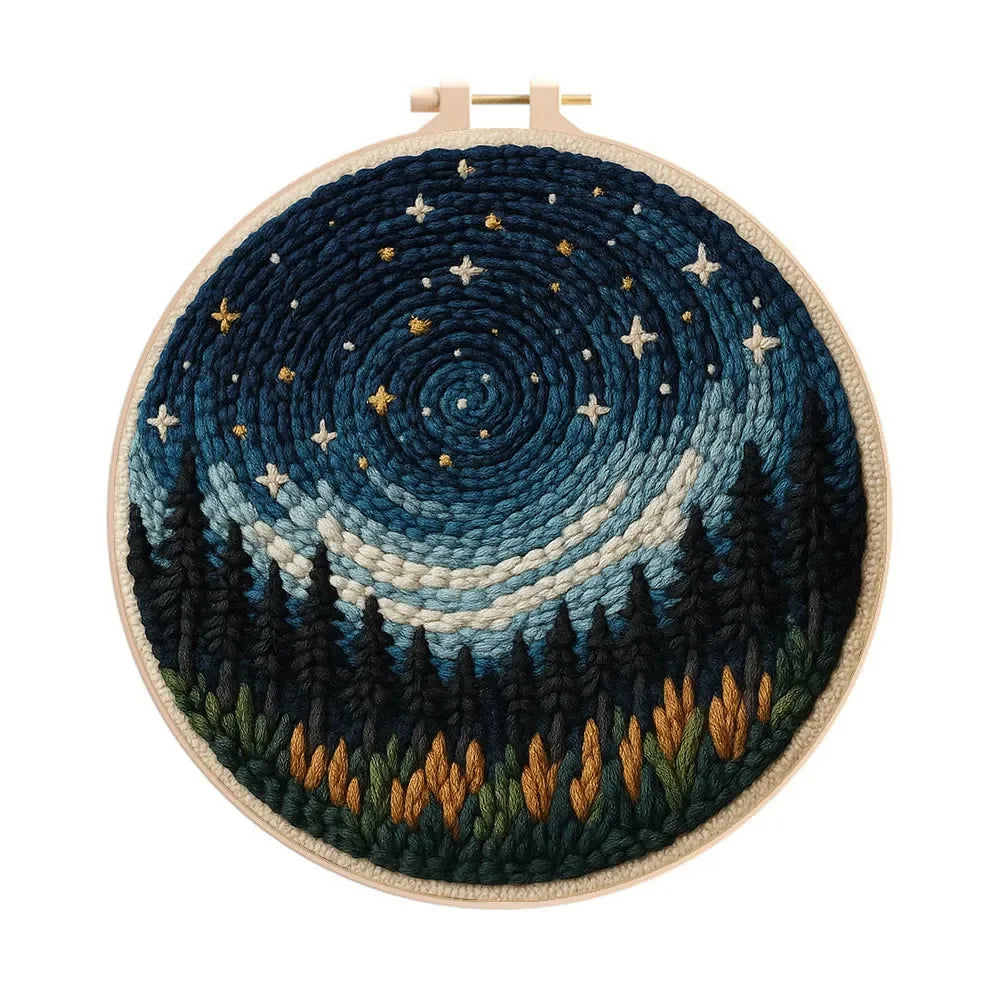 Punch Needle Embroidery Kits For Adults Scenery DIY Craft Yarns Embroidery Set for Beginner Cross Stitch Home Painting Decor
