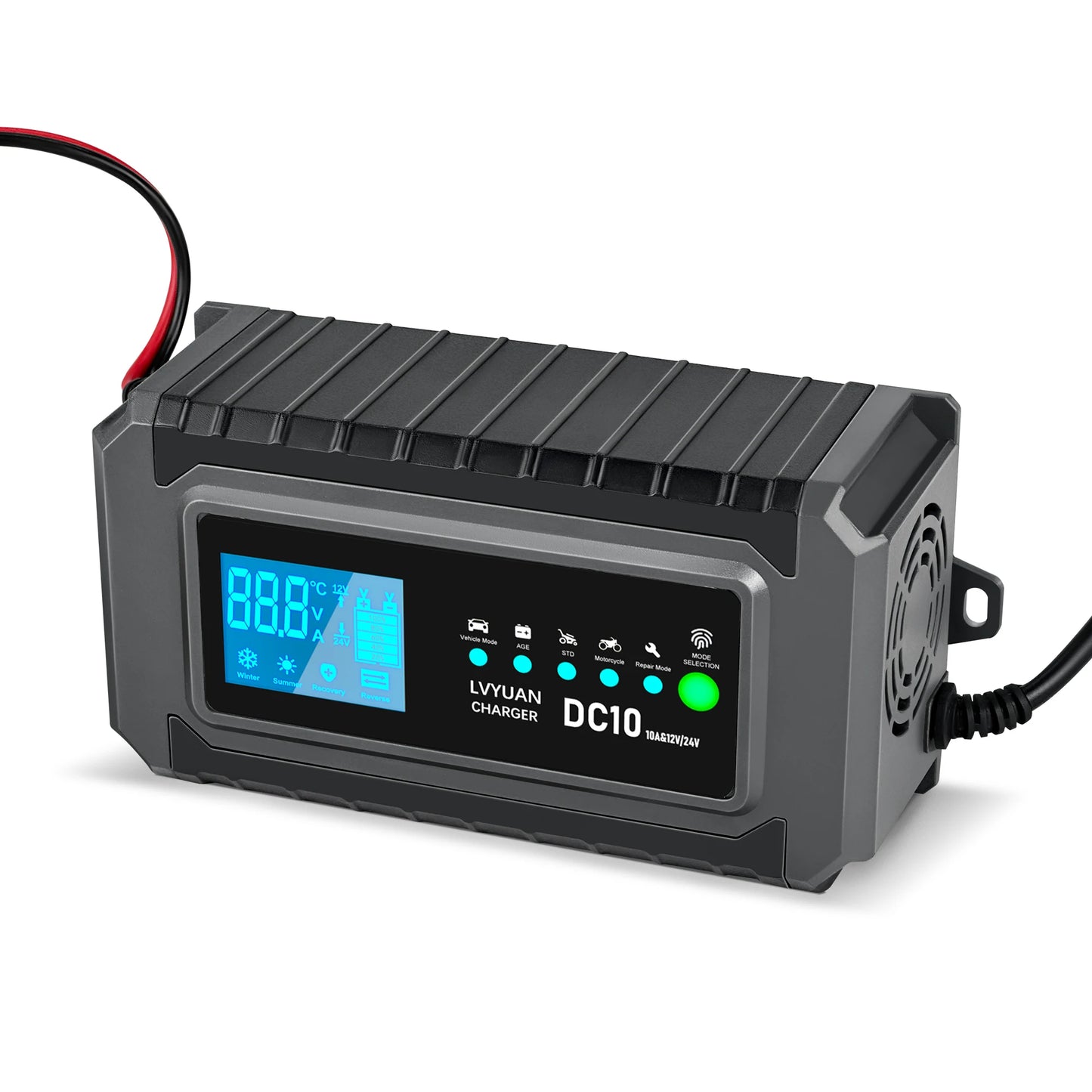 LVYUAN Battery Charger 10Amp Current with LCD Display Smart Charging For LiFePO4/battery