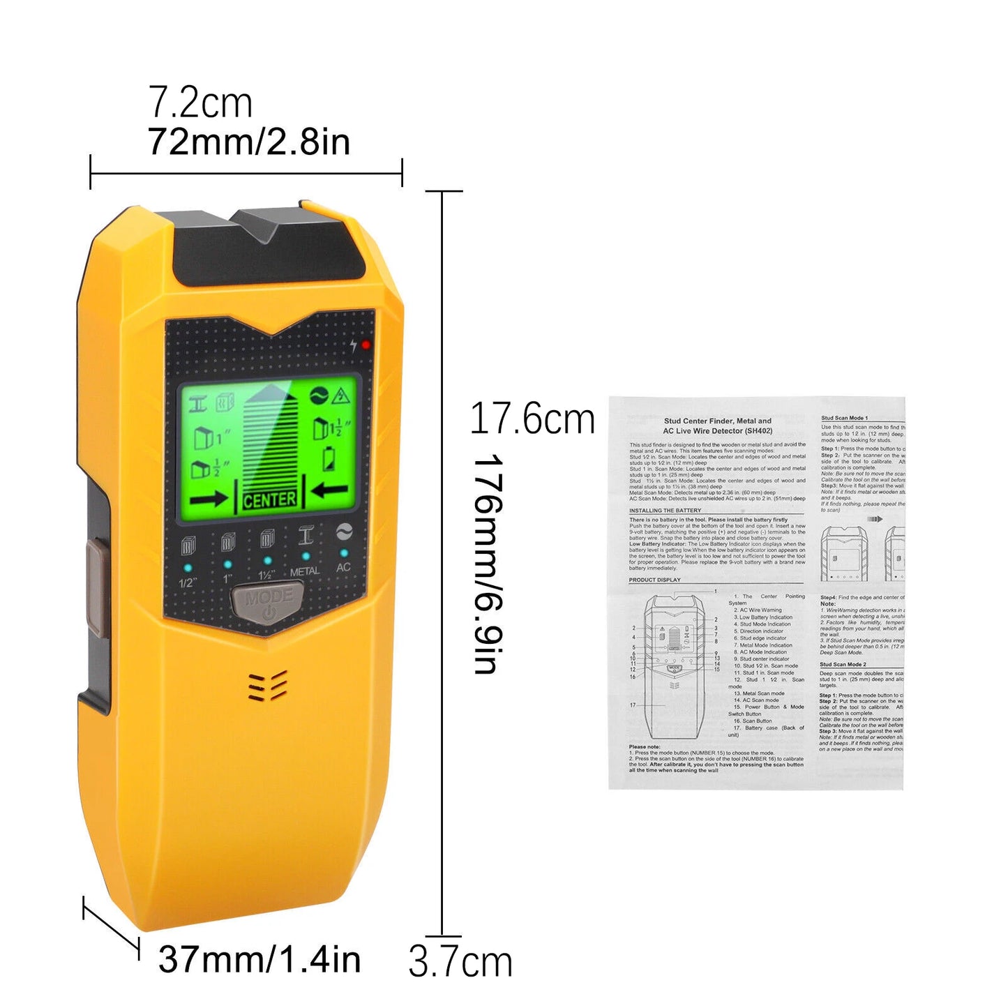 5 In 1 Electronic Wall Detector Finders Multifunctional Handheld Metal Detector Stud Wood Finder Electronic Measuring Instrument