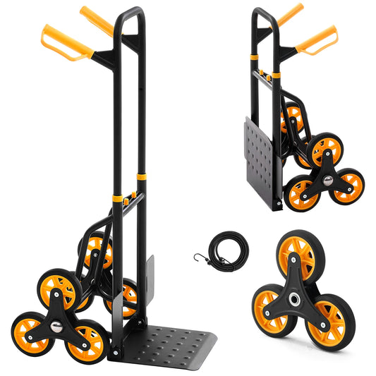 SucceBuy 440/770 lbs Folding Hand Truck Dolly with 6 Wheels & 2 Elastic Ropes Stair Climbing Cart for Shopping Moving Warehouse