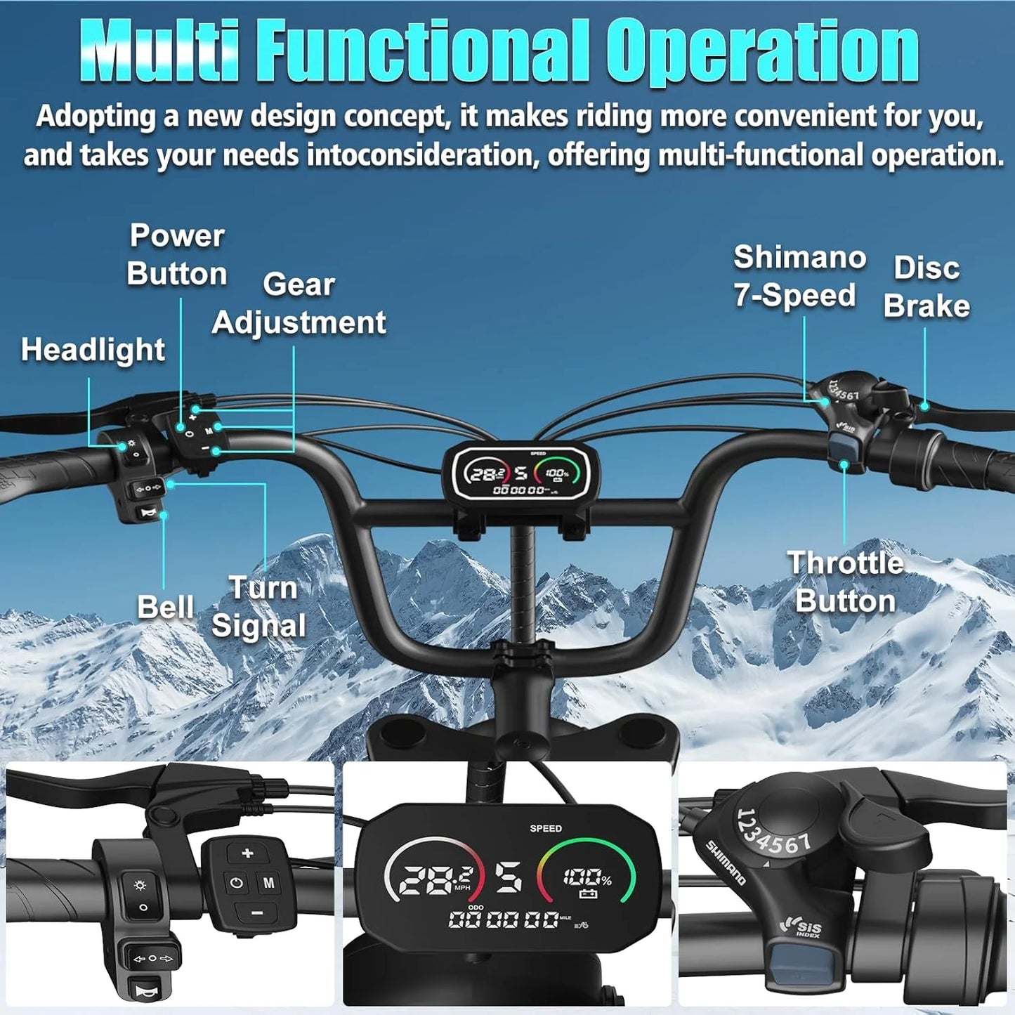 20"x4.0 Fat Tire Electric Bike UL2849 Certified 1500W Peak Motor 65Mile Range Removable Battery Off Road Adult E-Bicycle Dual Disc Brake Ebike