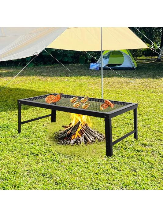 Folding Grill Rack Portable Barbecue Net Table BBQ Iron Campfire Grill Suitable for Outdoor Barbecues Picnics Camping