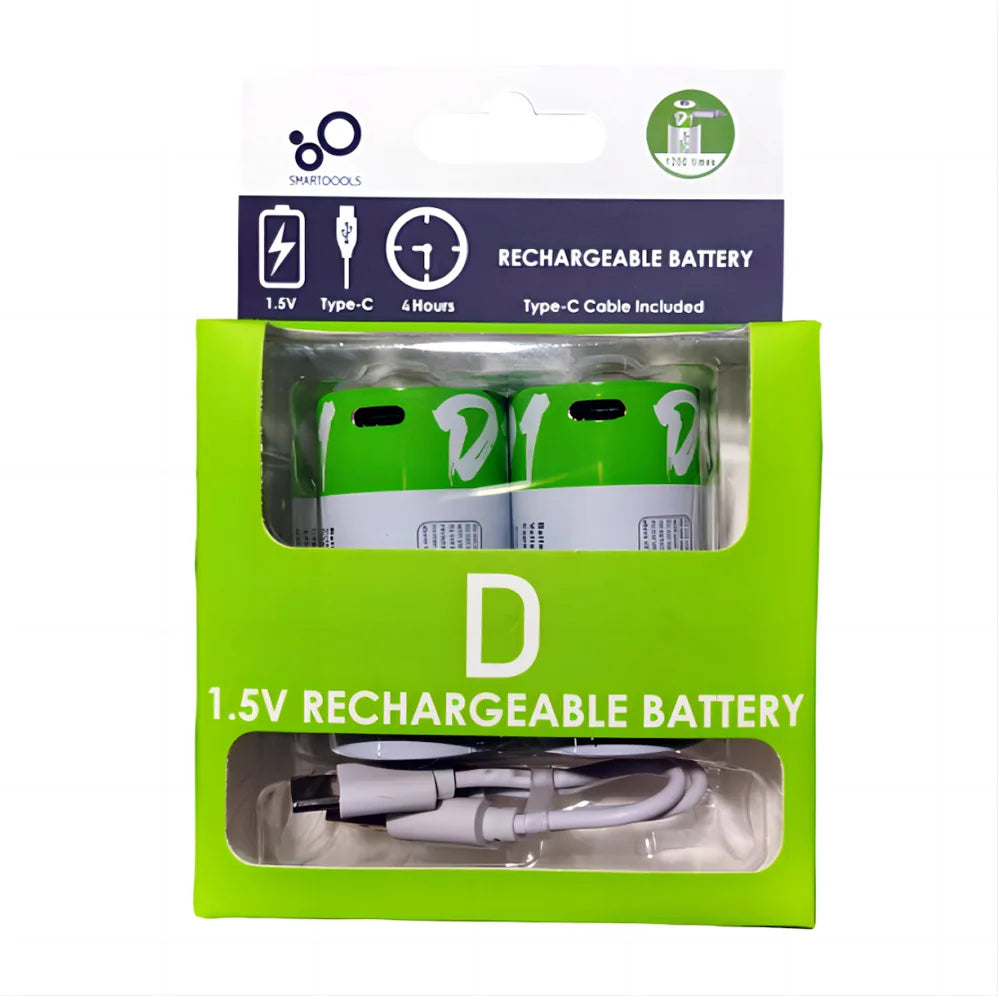 Fast Charge USB AAA/AA/9V/C2/D1 Rechargeable Li-ion Batteries AAA Battery 550mWH / AA Battery 2600mWH /D size With Type C Cable