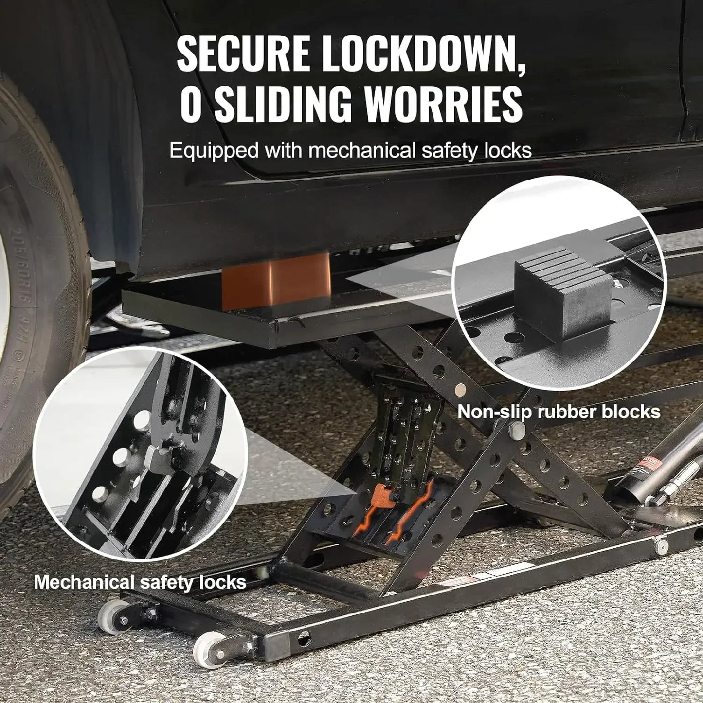 Bestseller7000 LBS Capacity Portable Car Lift, 26.8" Max. Height, with Extended-Length Plates, Heavy-Duty Carbon Steel Truck