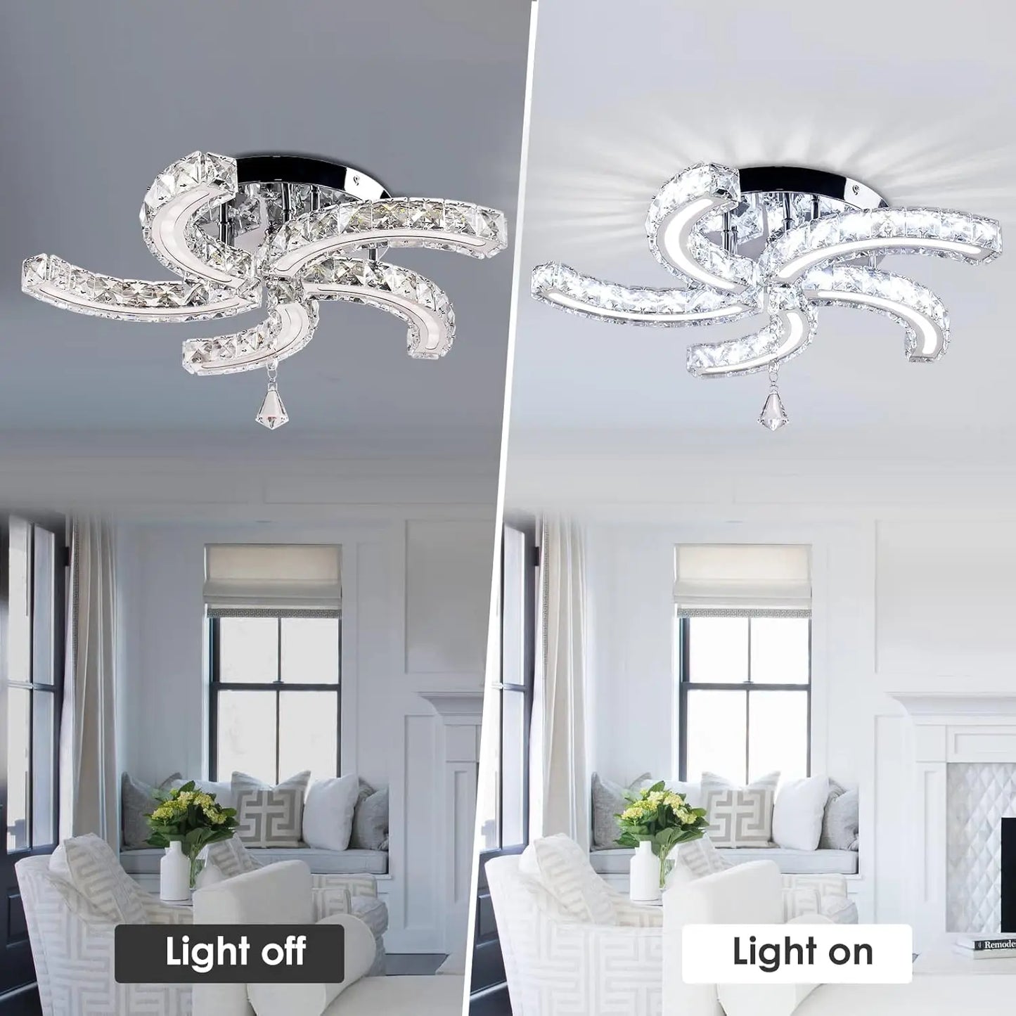 Modern Crystal Chandeliers Acrylic Crystal Led Ceiling Light Fixtures Arm Pendant Lighting Stainless Steel Ceiling Lamp Hanging
