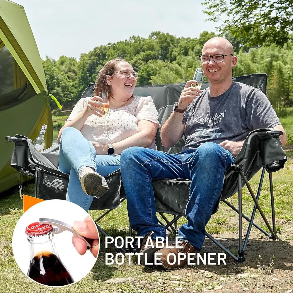 Durable Outdoor Camping Loveseat Chair, Suitable for Campsites, Patios, and Sports Events, Supports 600 lbs