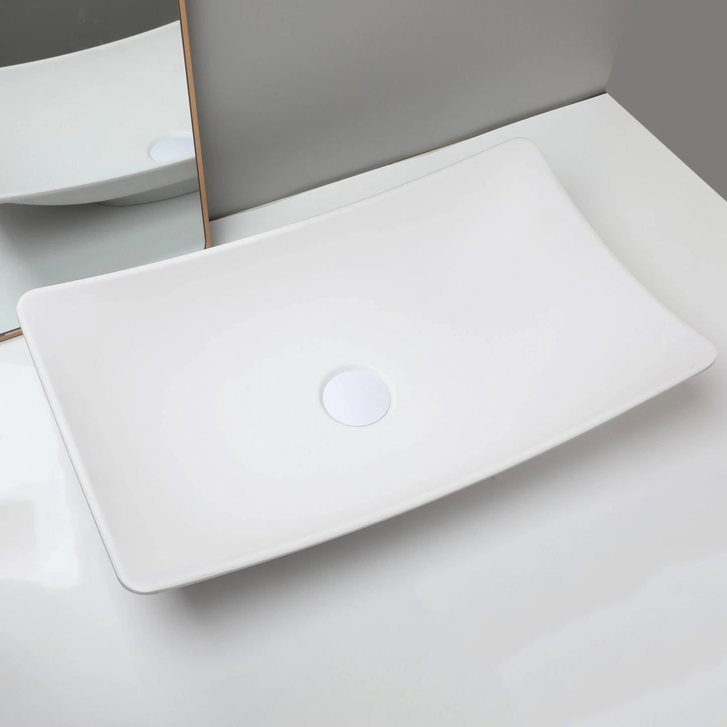 ZAPPO Bathroom Vessel Sink With Drain Bathroom Stone Resin Washbasin Round Above Counter Bowl Sinks for Bar Hotel (No Faucet)