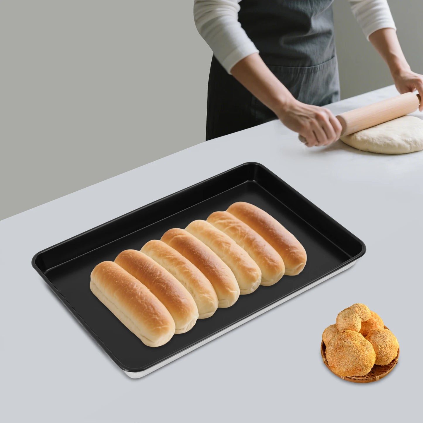Bakeware Cookie Pan, Kitchen Oven Baking Pan, Baking Pan, Non-Stick Baking Pan 23.6x15.7in Rectangular Oven Tray