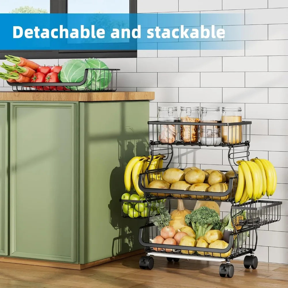 4 Tier Rolling Cart Storage Basket