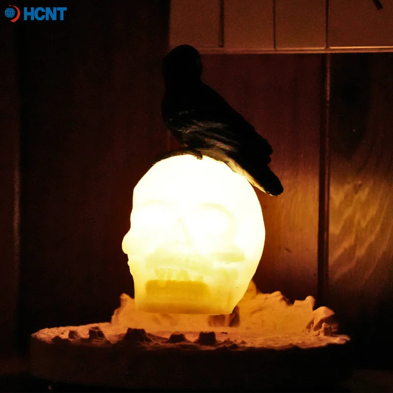 HCNT Magnetic Levitating 3D-Printed Skull Night Light 3 Light Modes Decor Lamp for Game Room Party Horror Decor Unique Skull Gif