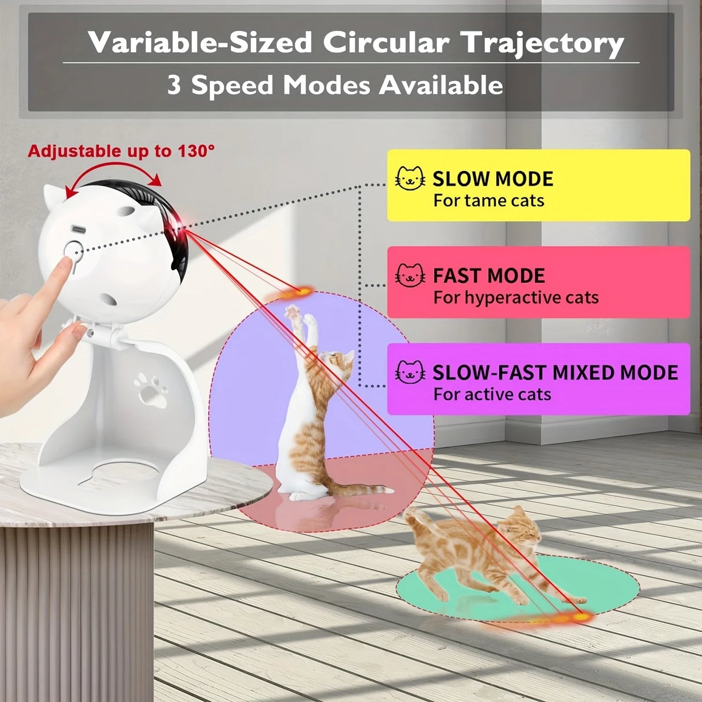Interactive Laser Pointer Cat Toys For Indoor Cats, Automatic Cat Laser Toys For Bored Indoor Adult Cats/Kittens/Dogs, USB Rechargeable, 3 Sport Modes, Can Be Hung Or Placed, Suitable For Holiday Gifts, Christmas Gifts.