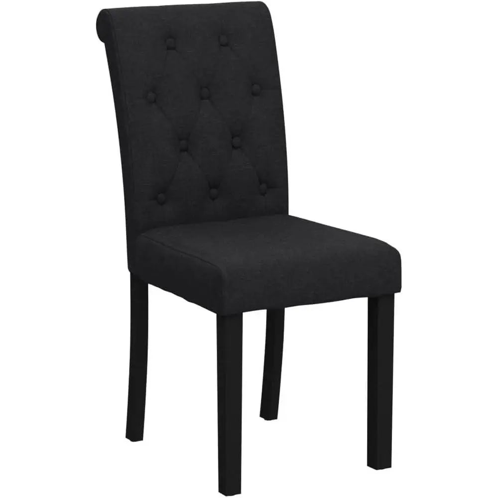 Set o 6 Upholstered abric Dining Chairs with Button-Tuted Details (Set o 6 Black,No Table)