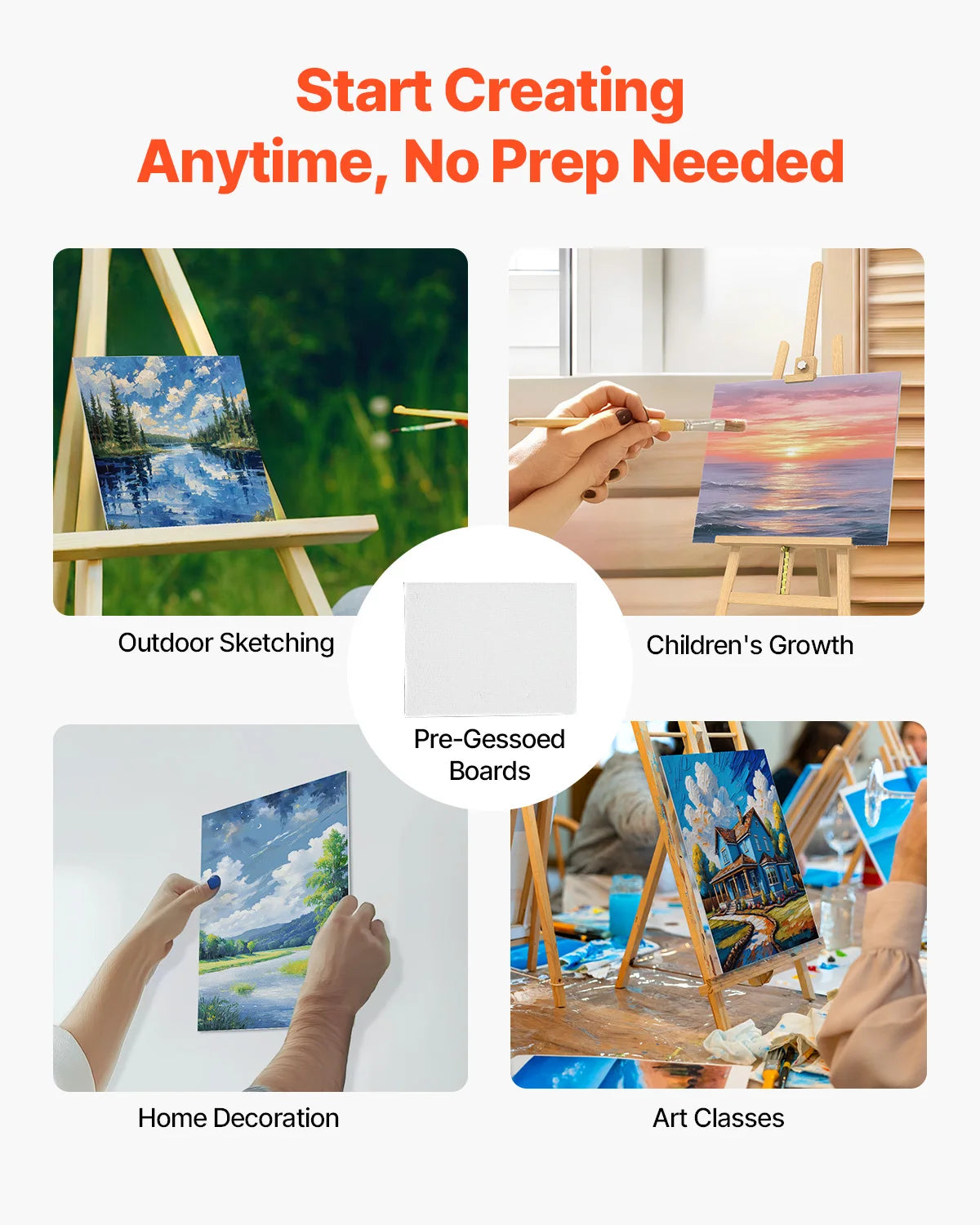 SucceBuy Canvas Boards Painting White Canvases Painting Canvas Panels Sketching Acrylic Oil Painting Watercolor Paint Canvas