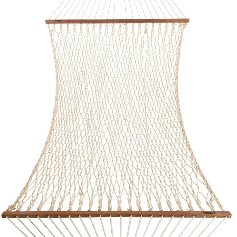 DC11OT Small Oatmeal Duracord Rope Hammock with Free Extension Chains amp Tree Hooks, Handcrafted in The USA, Accommodates 1 Pe