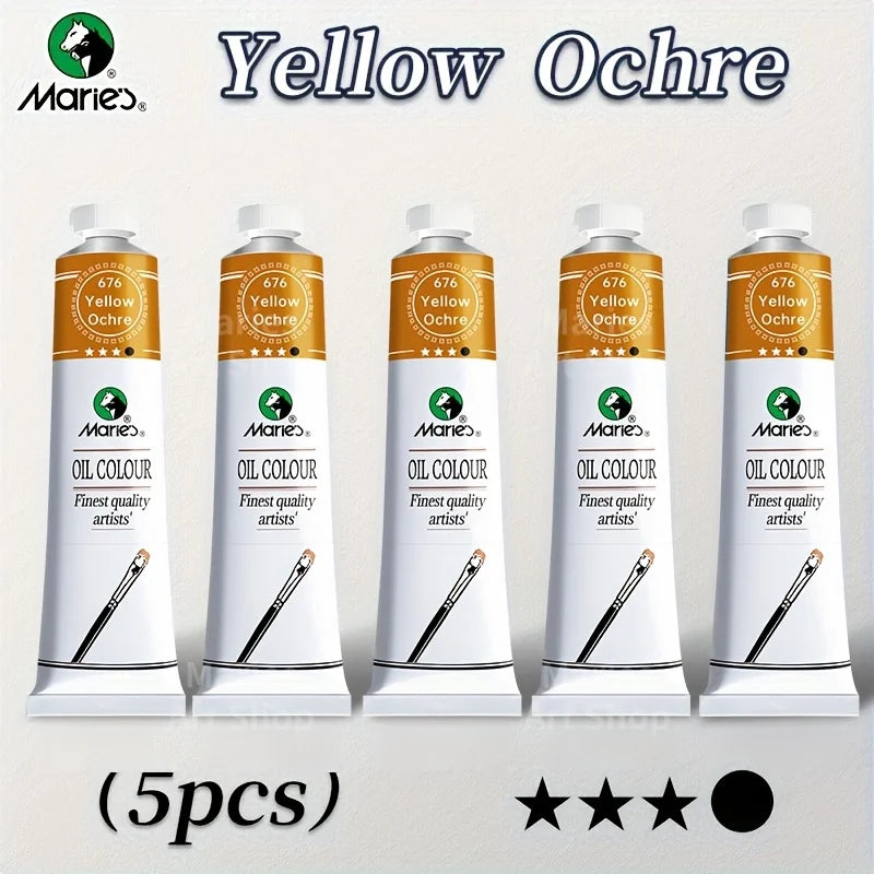 5pcs Marie's Oil Paints Set, 50ml(1.7fl. oz) x 5, Vibrant Colors, Professional  Art Supplies for Artists, Adults & Beginners