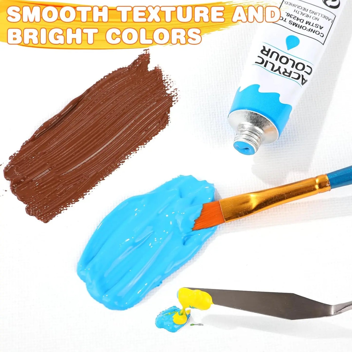 Acrylic Paint Set 12 Colors with 20 Paint Brushes, Non-Toxic Craft Kit for Adults and Beginners, Perfect for Canvas, Paper, Wood