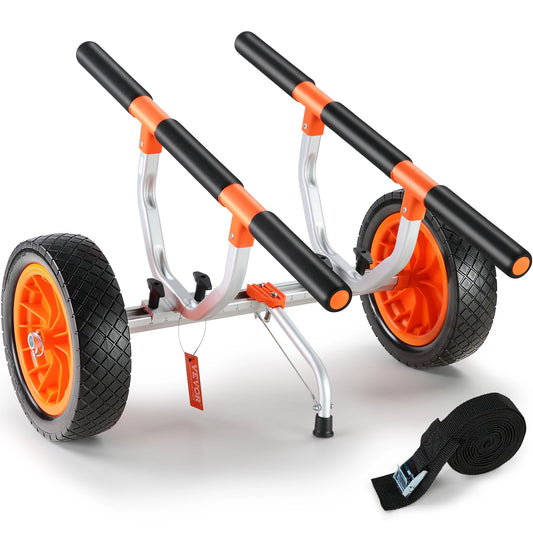 SucceBuy 450lbs Kayak Cart Detachable Canoe Trolley Cart with 12'' Solid Tire Adjustable Width for Paddleboards Float Mats Boats