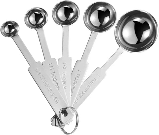 5PCS Stainless Steel Measuring Spoons Set, 1/8 tsp to 1 tbsp, Food Grade for Baking & Cooking