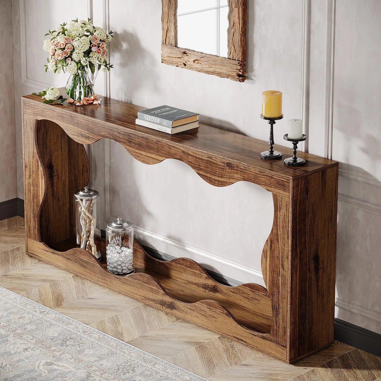 Tribesigns 63 Inches Farmhouse Console Table with Storage, Couch Table Behind Sofa, Long Entryway Table, Sofa Console Table, Nar