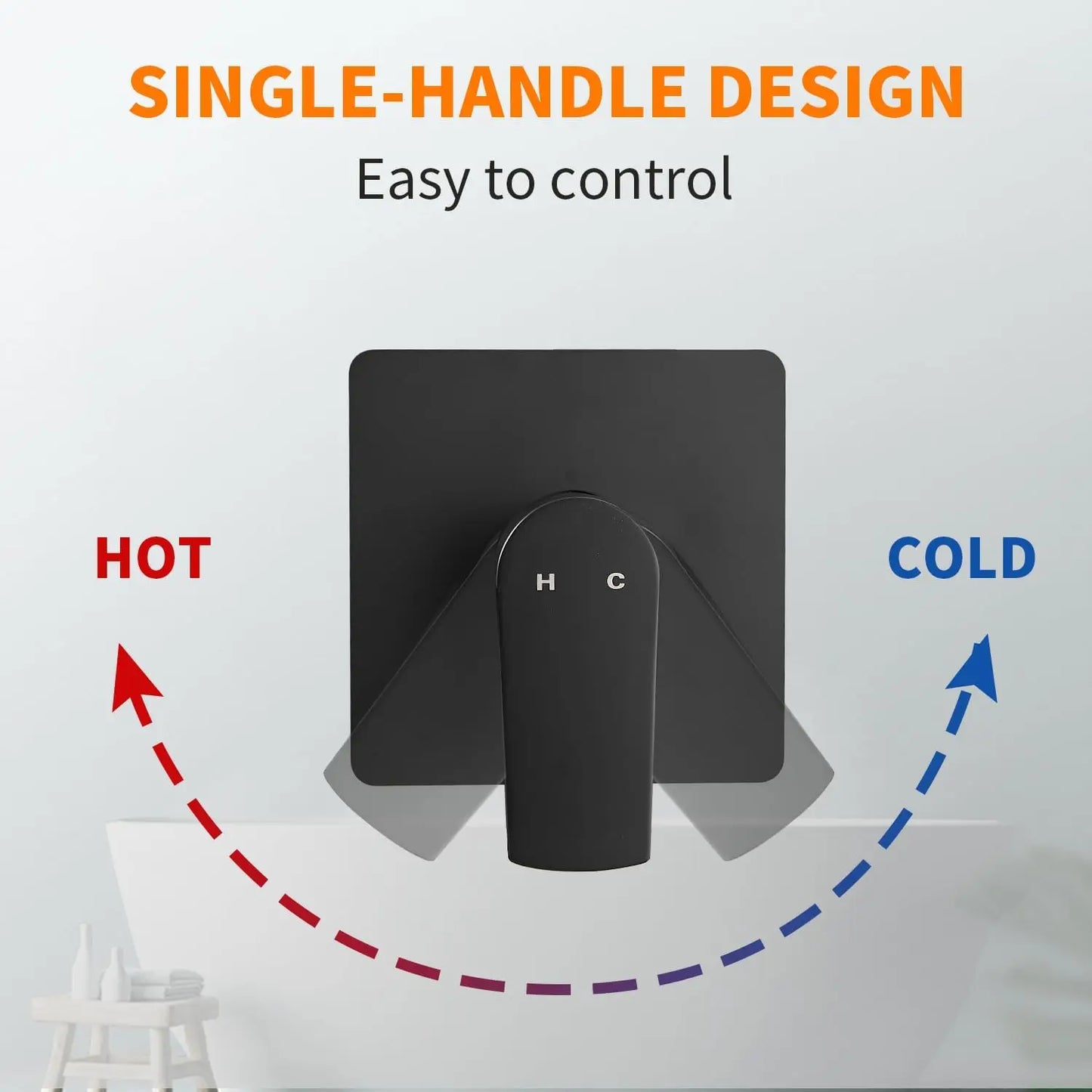 Matte Black Tub Shower Faucet Set with 8-Inch Rainfall Head, Spout, and Trim Kit