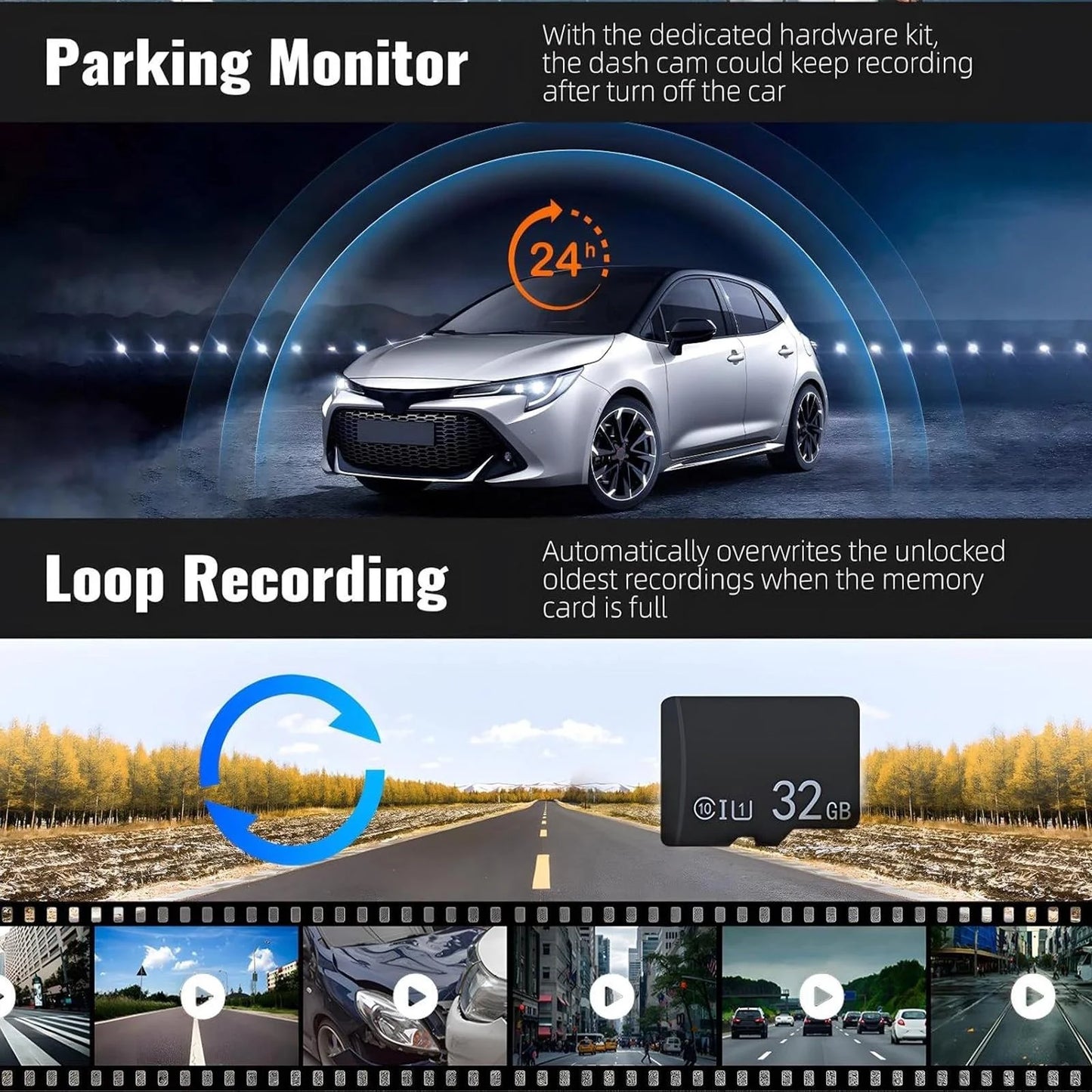 1080P HD Front and Rear Dash Camera Car DVR with Night Vision G Sensor 316 Inch IPS Screen Driving Recorder for Vehicles