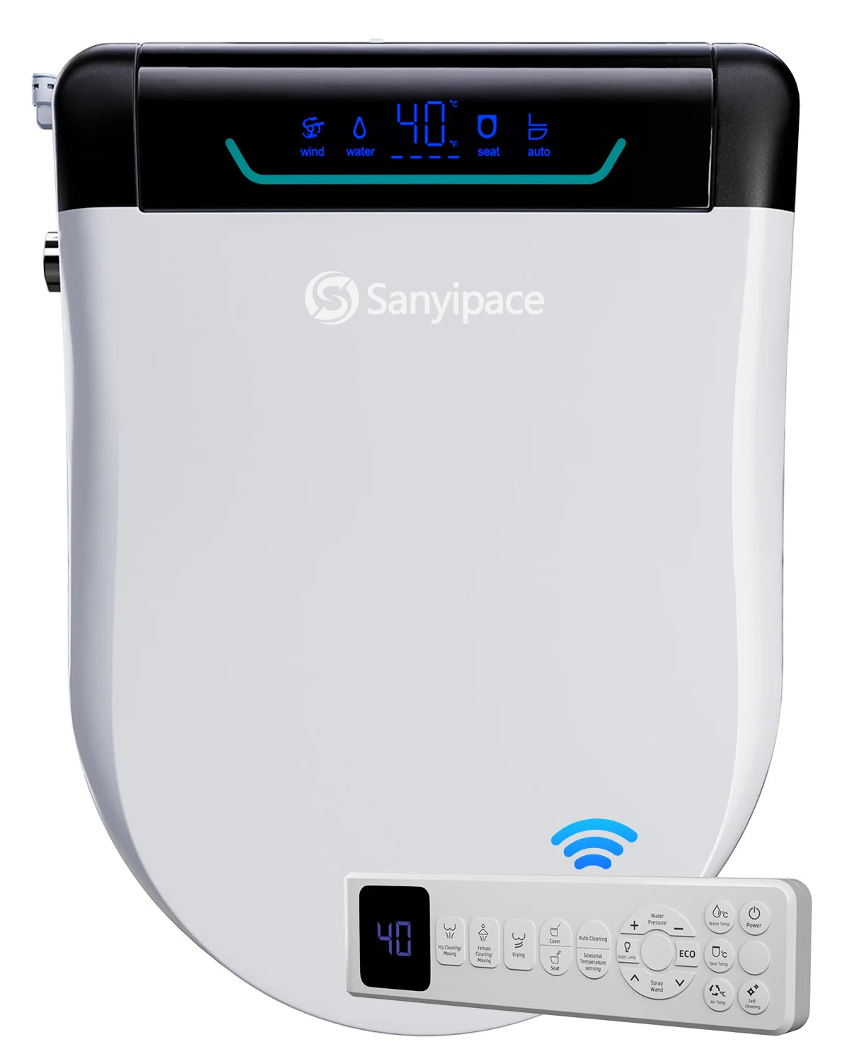 Sanyipace Elongated Smart Toilet Seat with Air Dryer Night Light And Remote Control for Enhanced Bathroom Experience