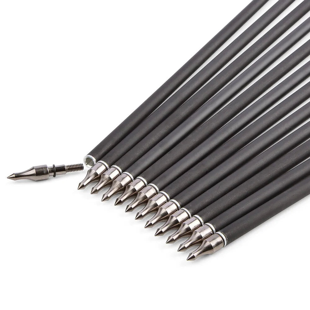 30'' Mixed Carbon Arrow Archery Spine 500 Arrow 3" Rubber Vane 100gr Tip Bow ID 6.2mm OD 7.8mm Hunting Shooting Accessories