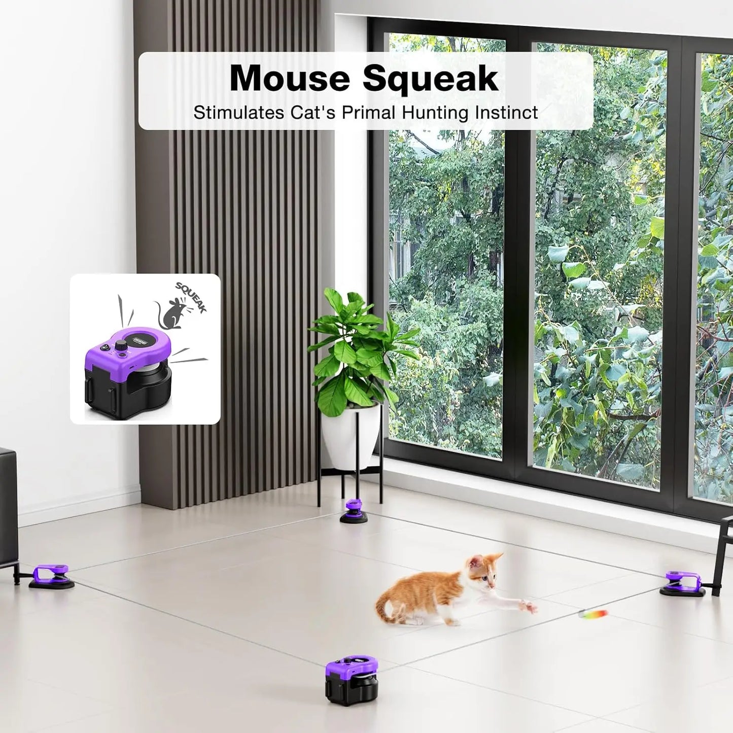 Interactive Cat Treadmill Toy, Auto/Remote Control Mouse Chaser for Indoor Cats & Small Dogs, Purple