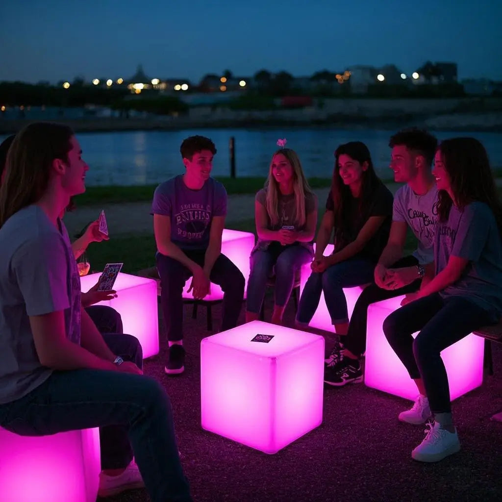 16-Inch Rechargeable RGB LED Cube Chair Light with Remote, Waterproof Cube Table Lamp for Home, Bedroom, Patio Decor