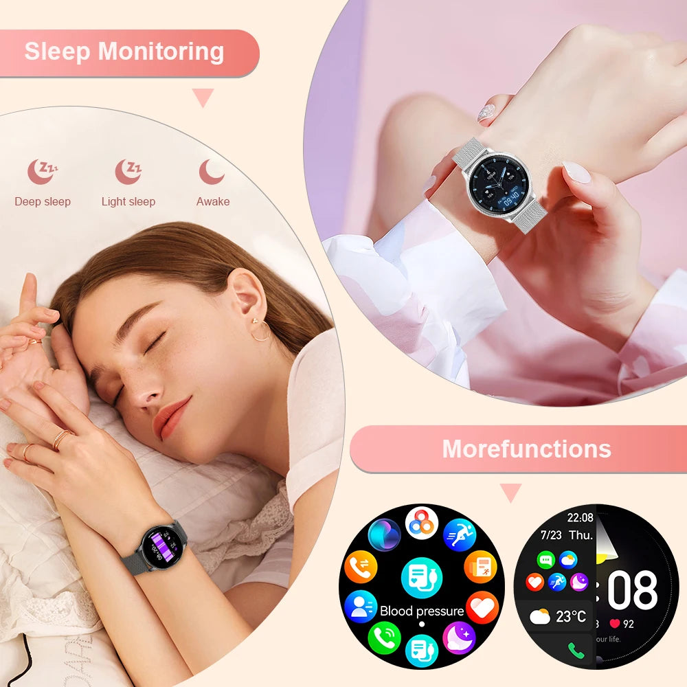 MEVADEN 1.32 inch Luxury Smartwatch Bluetooth Call Women Fashion Sports Fitness Tracker Health Monitor Smart Watch for Ladies