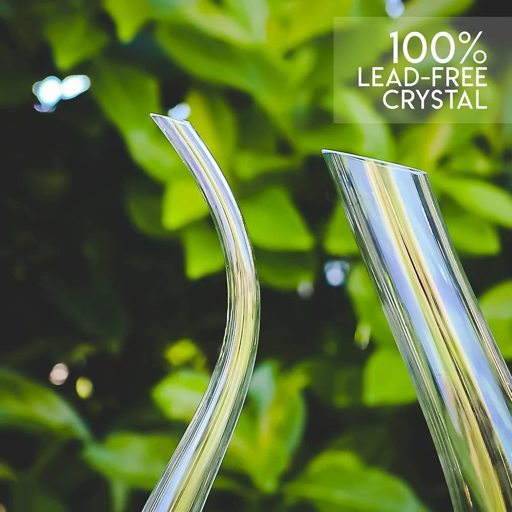 Wine Decanter, 100% Hand Blown Lead-free Crystal Glass Red Wine Carafe U Shape Wine Aerator