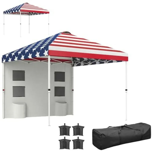 10' x 10' Pop Up  Tent with Sidewall UPF50+  Sun Shelter with Storage kets Vented Roof for Parties Height Adjustable Carry Bag
