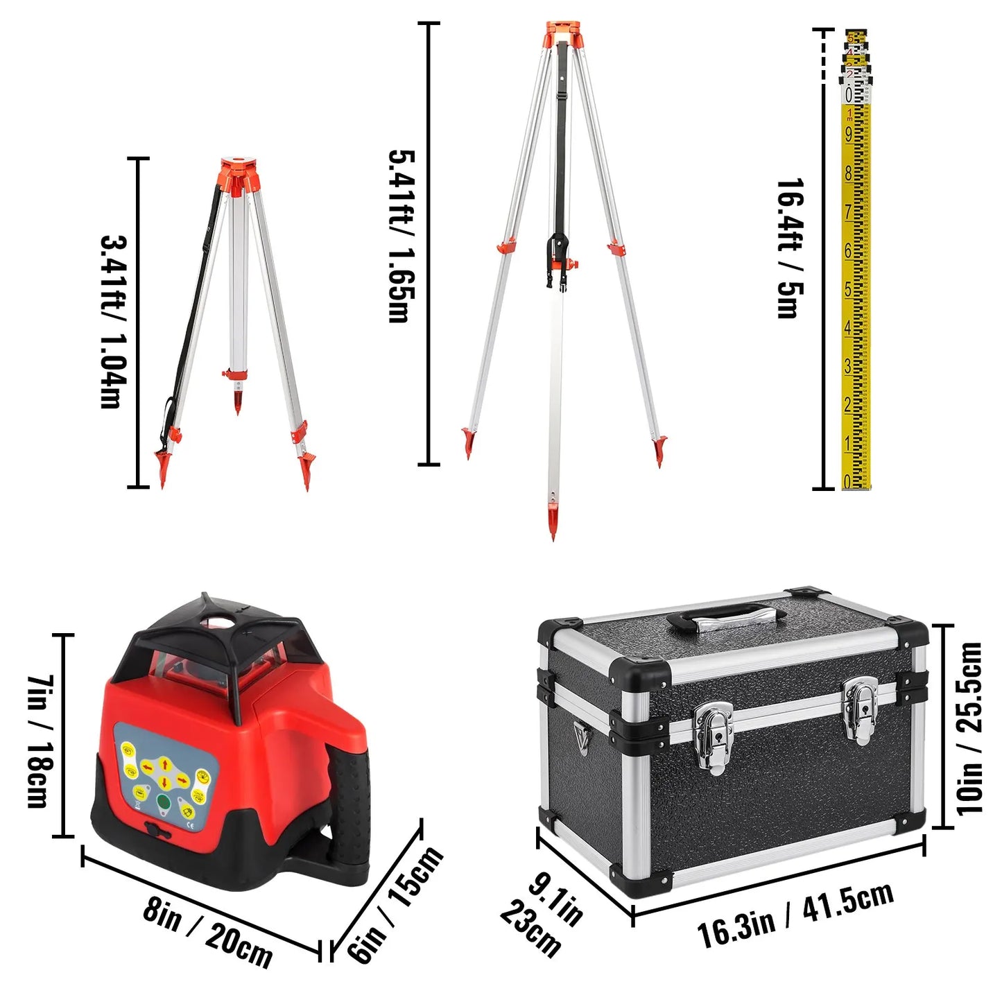 SIHAO 360 Rotary Laser Level Green/Red Beam Kit, Self-Leveling Range 250/500M,Vertical Horizontal Scanning Measurement Tools