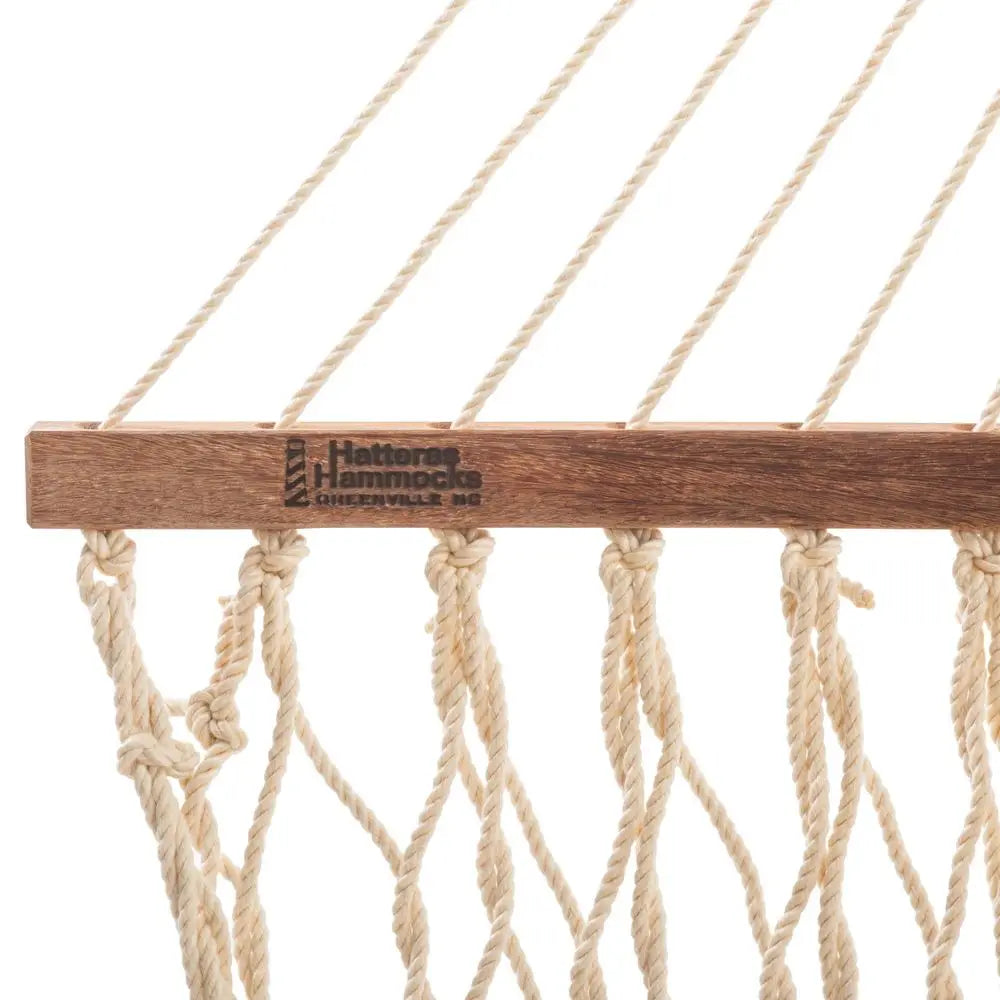 DC11OT Small Oatmeal Duracord Rope Hammock with Free Extension Chains amp Tree Hooks, Handcrafted in The USA, Accommodates 1 Pe