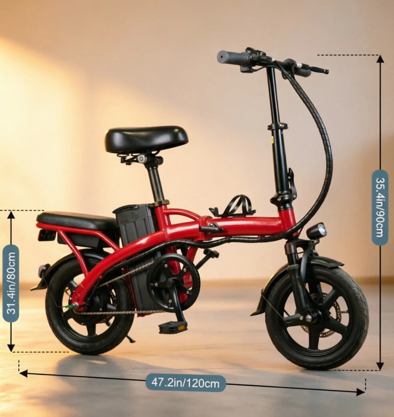 Foldable Electric Bike For Adults, 14" Electric E-Bike With 500W Peak Motor, Max 45 Miles 19 MPH Electric Bicycles, Dual Front Suspension，maximum load capacity of 120 kilograms,There are multiple configurations to choose fr