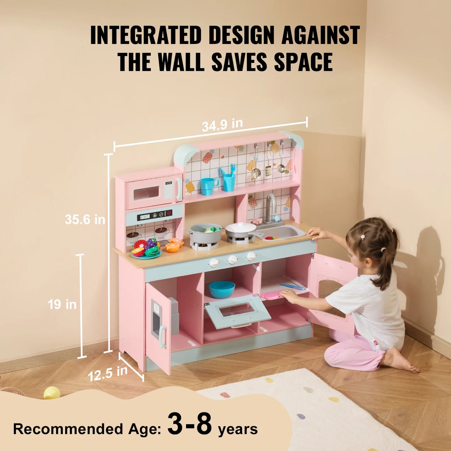 SucceBuy Pretend Play Cooking Toy for Kids Chef Playset Kitchen Accessories with Lights & Sounds for Toddles Girls Boys