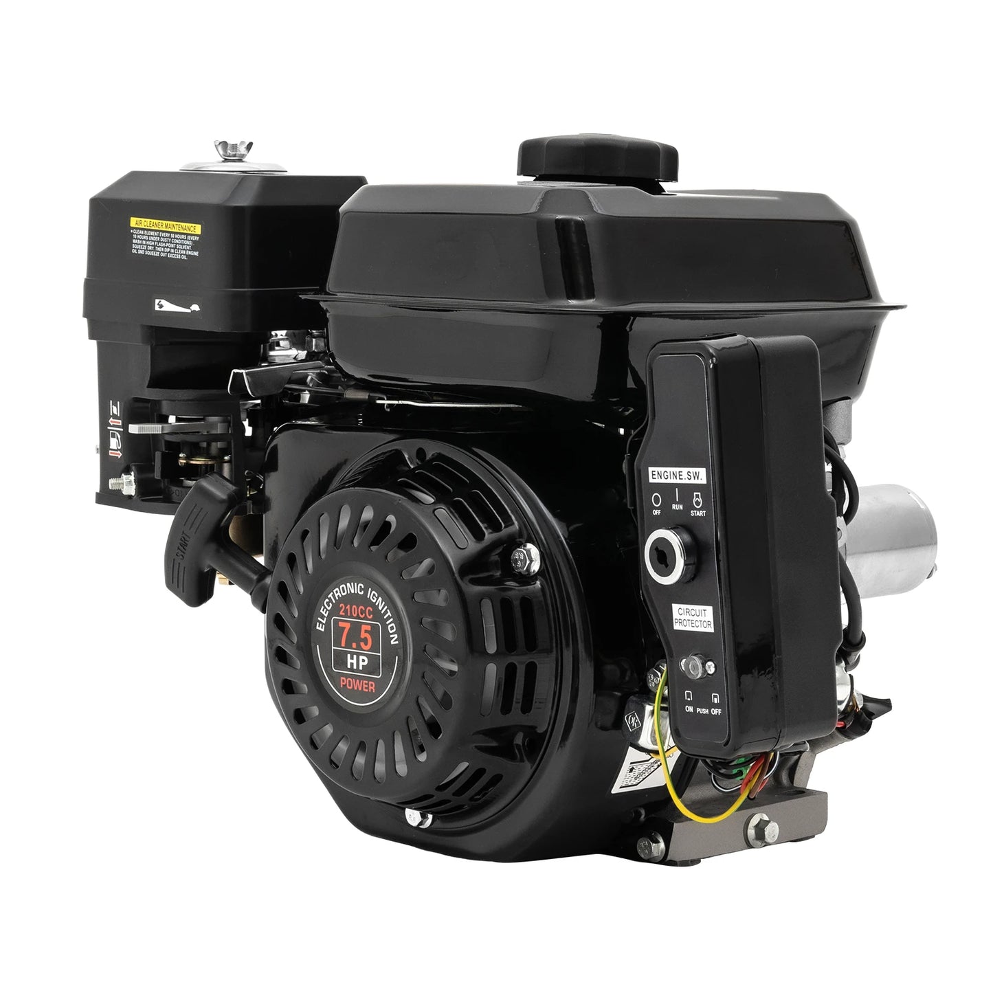 7.5HP 4-Stroke Gasoline Engine 3KW 210CC Hand/Electric Start OHV Air Cooling Gas Engine Motor for Go Karts Compressors 3600RPM