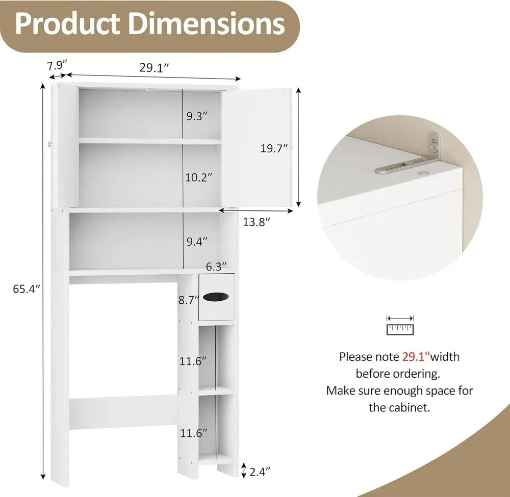 Bathroom Storage Cabinet Over Toilet with Toilet Paper Holder Stand, Freestanding Bathroom Storage Organizer Cabinet Space Saver