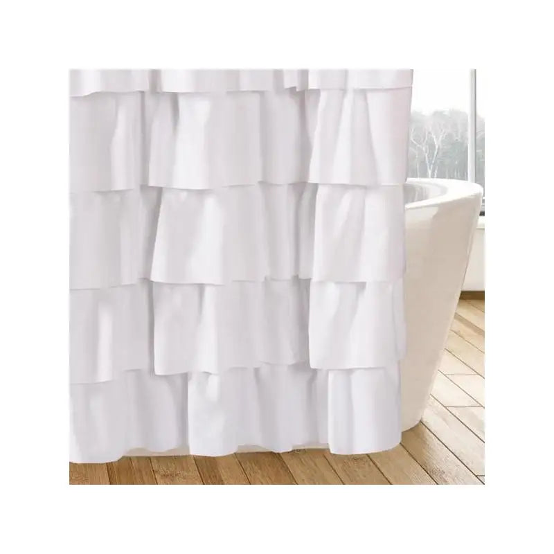 Farmhouse Buffalo Check Shower Curtain with Coconut Buttons