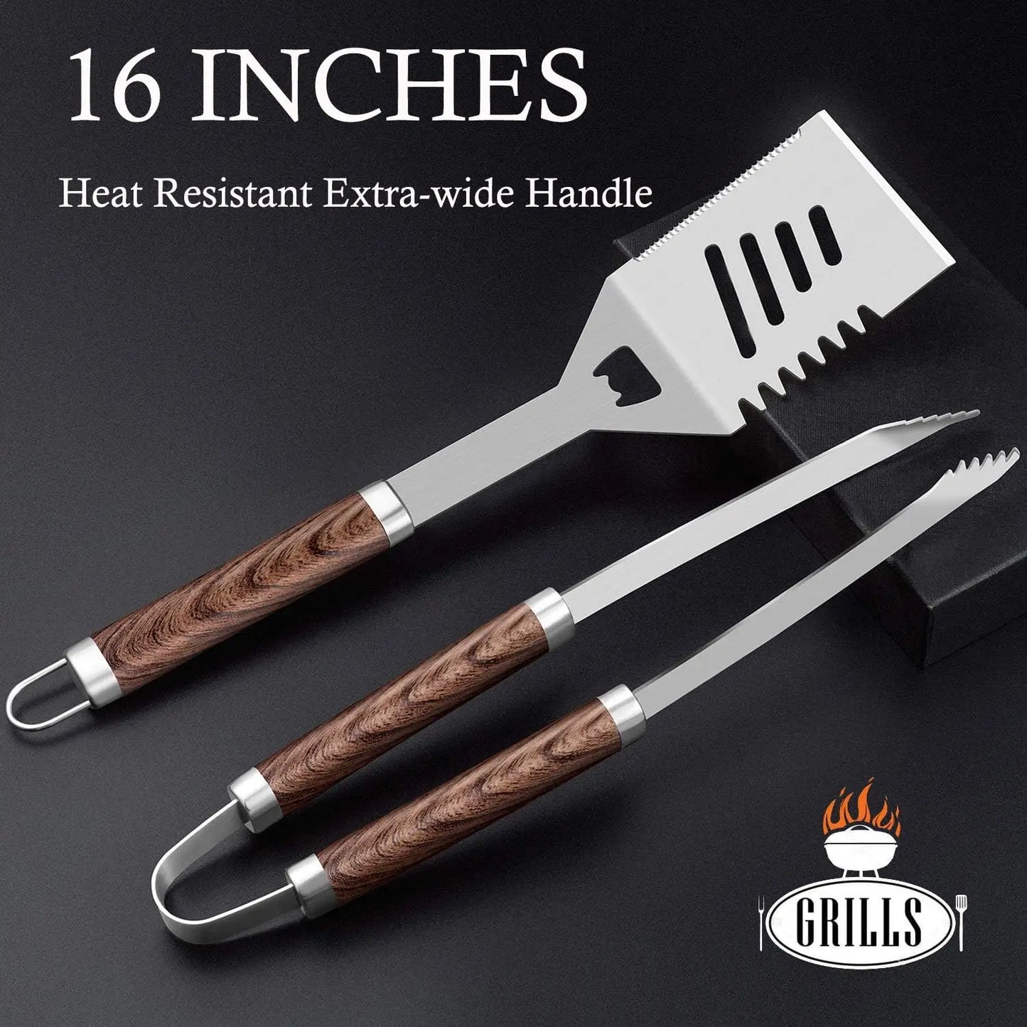 26pcs BBQ Grill Accessories Set for Men, Father's Day Gifts with Apron, Thermometer, Mats in Aluminum Case