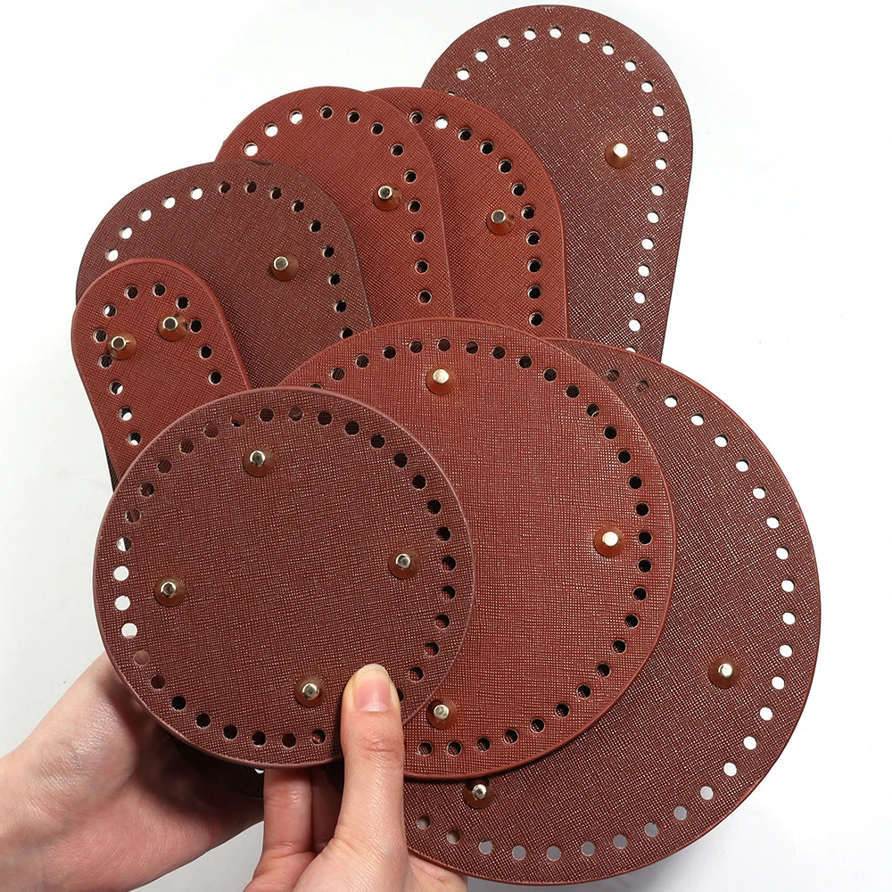 PU Leather Oval/Round Long Knitting Crochet Bags Bottom for DIY Weaving Supplies Home Decor Crochet Bag Bottom Accessories